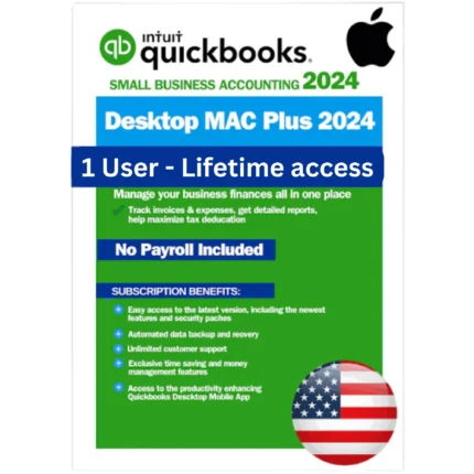 QuickBooks Desktop Mac Plus 2024 License Key | macOS | Apple | 1 User | License Key — USA Version (1 User)